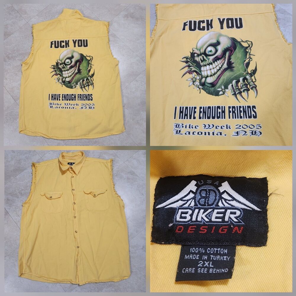 VTG Y2K Bike Week Laconia‎ NH 2005 Mens 2XL Motorcycle Harley Vest T Shirt